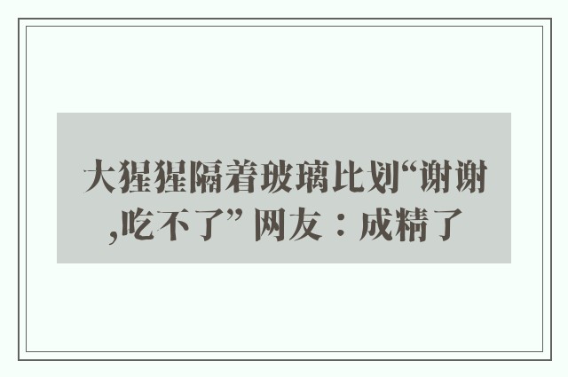 大猩猩隔着玻璃比划“谢谢,吃不了” 网友：成精了